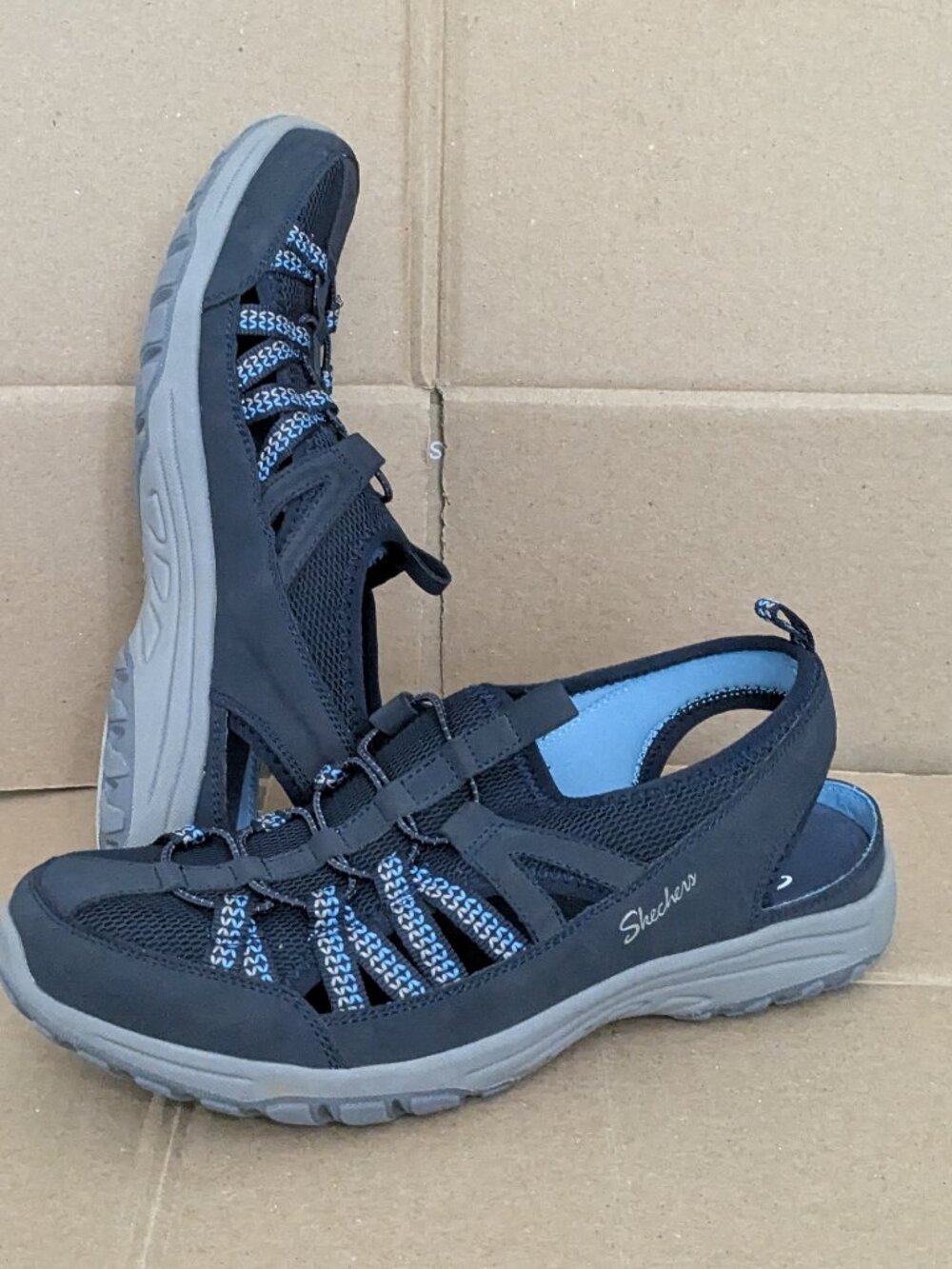 Skechers Black and Blue Women's Athletic Sandal Sneakers - Picture 2 of 11